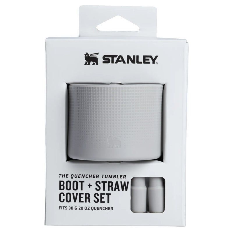 Stanley 20oz/30oz Stanley Quencher Boot + Straw Topper Silicone Protective Sleeve & Straw Cover – Ash - Image 1