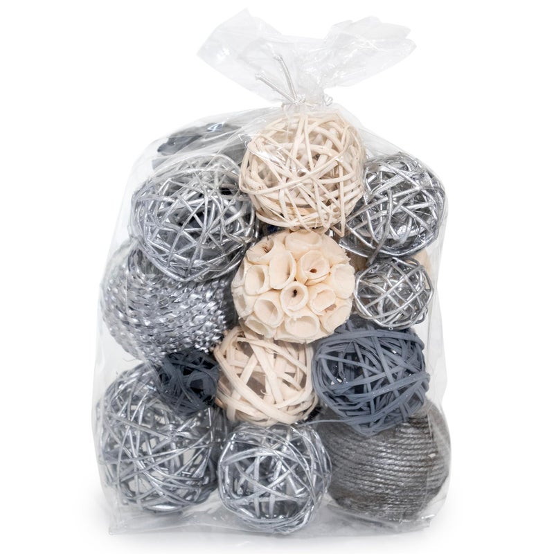 ANDALUCA Decorative Balls Bag Bowl Filler Home Decor (Silver) - Image 3