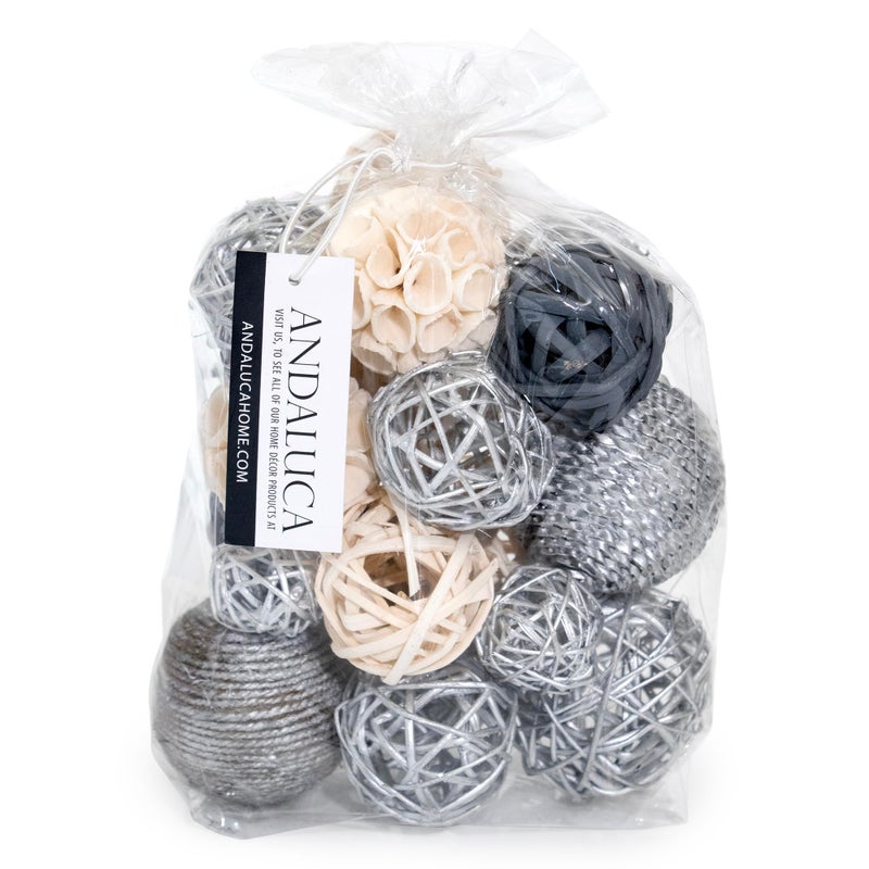 ANDALUCA Decorative Balls Bag Bowl Filler Home Decor (Silver) - Image 1
