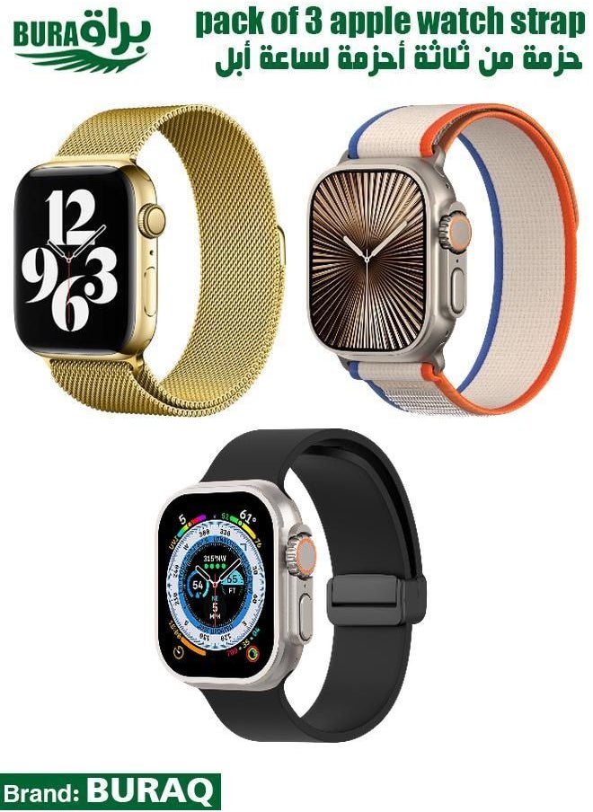 BURAQ - Apple Watch Band Strap For Apple Watch Ultra 2/Ultra 49mm, Series 10 46mm, 9/8/7 45mm, SE2/SE/6/5/4 44mm, 3/2/1 42mm - Image 1