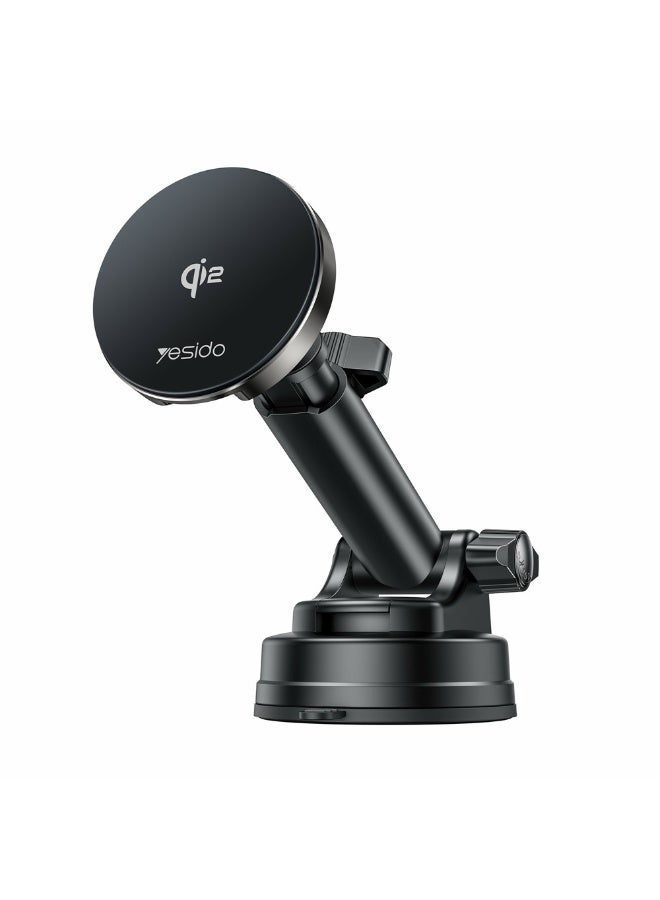 Yesido DS30 15W Wireless & Magnetic Car and Desk Charger | Qi 2.0 Certified Fast Charging Stand | Adjustable Magnetic Mount for Home, Office & Vehicle | Secure Hold & Smart Protection - Image 2