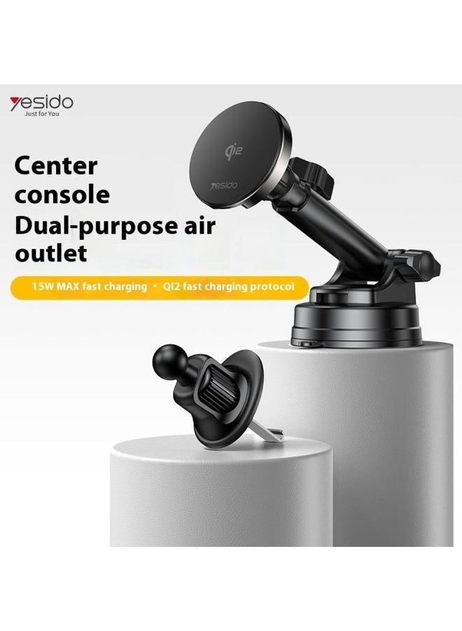 Yesido DS30 15W Wireless & Magnetic Car and Desk Charger | Qi 2.0 Certified Fast Charging Stand | Adjustable Magnetic Mount for Home, Office & Vehicle | Secure Hold & Smart Protection - Image 4