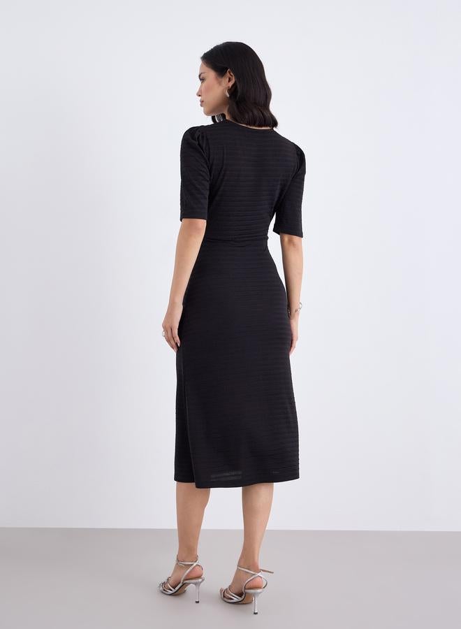 ستايلي فستان ميدي ضيق بأكمام قصيرة وتصميم خاص - Image 5