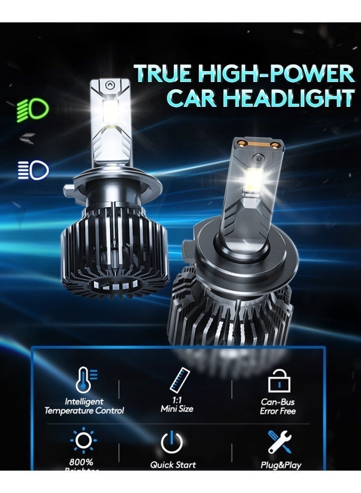 جبني GPNE مصابيح أمامية LED مطورة للسيارات H7 H11 H4 بدرجة لون 6000K، قدرة75 واط وسطوع 14500 لومن، إضاءة فائقة للقيادة الليلية واستخدام الصحراء، تركيب سهل Plug & Play مع مروحة تبريد (عبوة من قطعتين) - Image 4