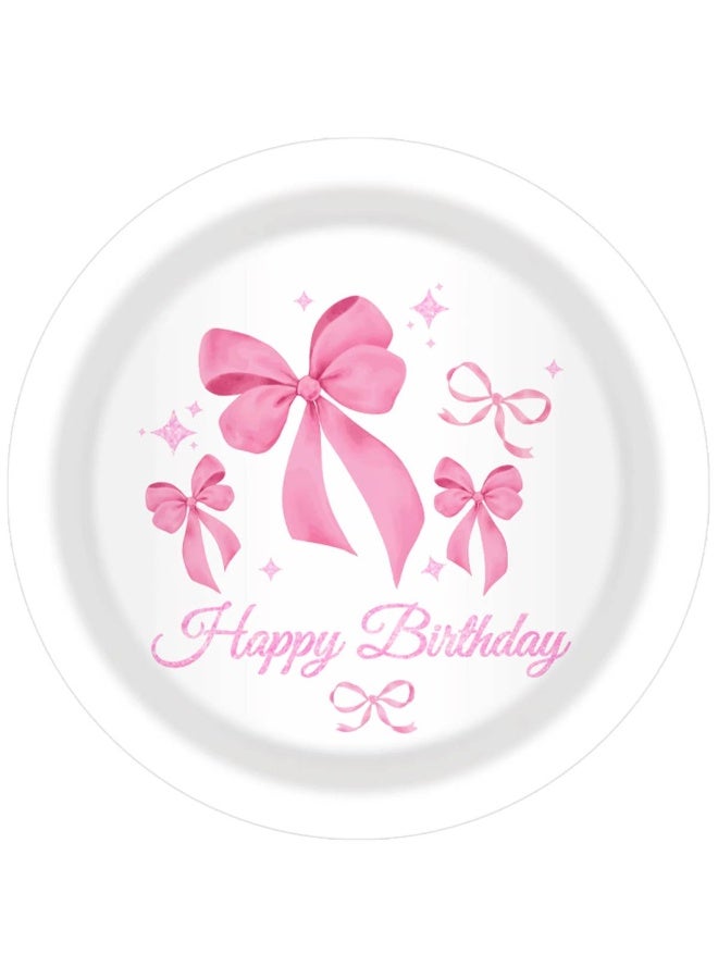 ThePartyPopper 44 Pcs Pink Bow Themed Party Tableware Set – Disposable Plates, Cups & Napkins for Birthday, Girls Party, Baby Shower & Birthday Celebration Supplies - Image 5