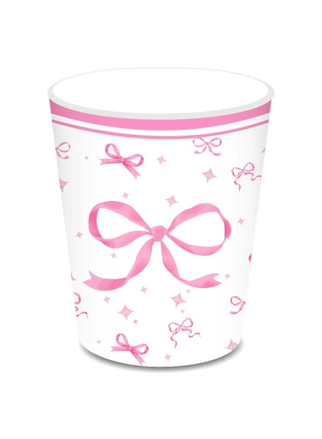 ThePartyPopper 44 Pcs Pink Bow Themed Party Tableware Set – Disposable Plates, Cups & Napkins for Birthday, Girls Party, Baby Shower & Birthday Celebration Supplies - Image 4