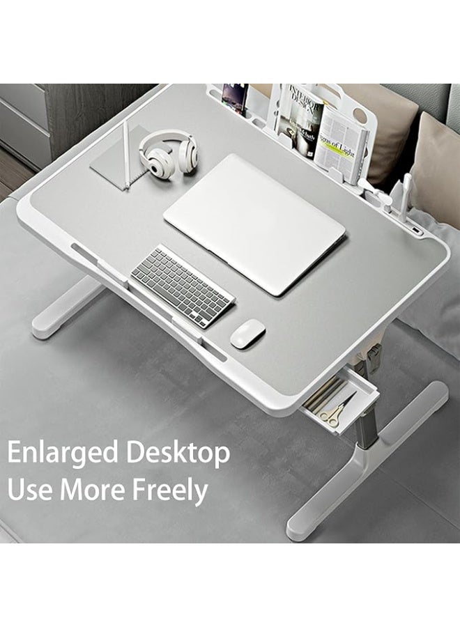 Portable Laptop Desk for Bed with USB Charging Port and Storage Drawer, Adjustable Foldable Bed Table for Working, Writing, Reading and Daily Use - Image 2