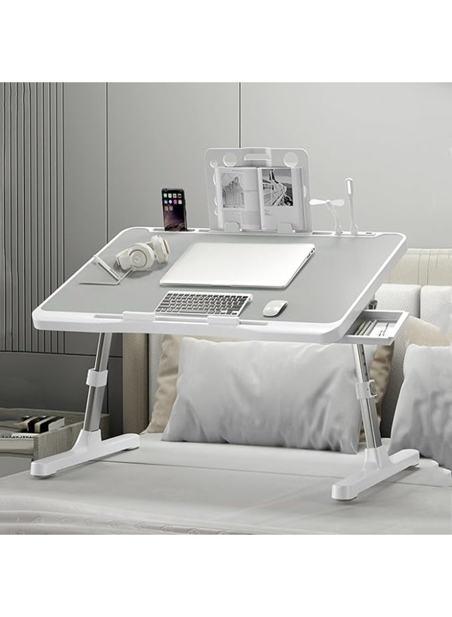 Portable Laptop Desk for Bed with USB Charging Port and Storage Drawer, Adjustable Foldable Bed Table for Working, Writing, Reading and Daily Use - Image 1