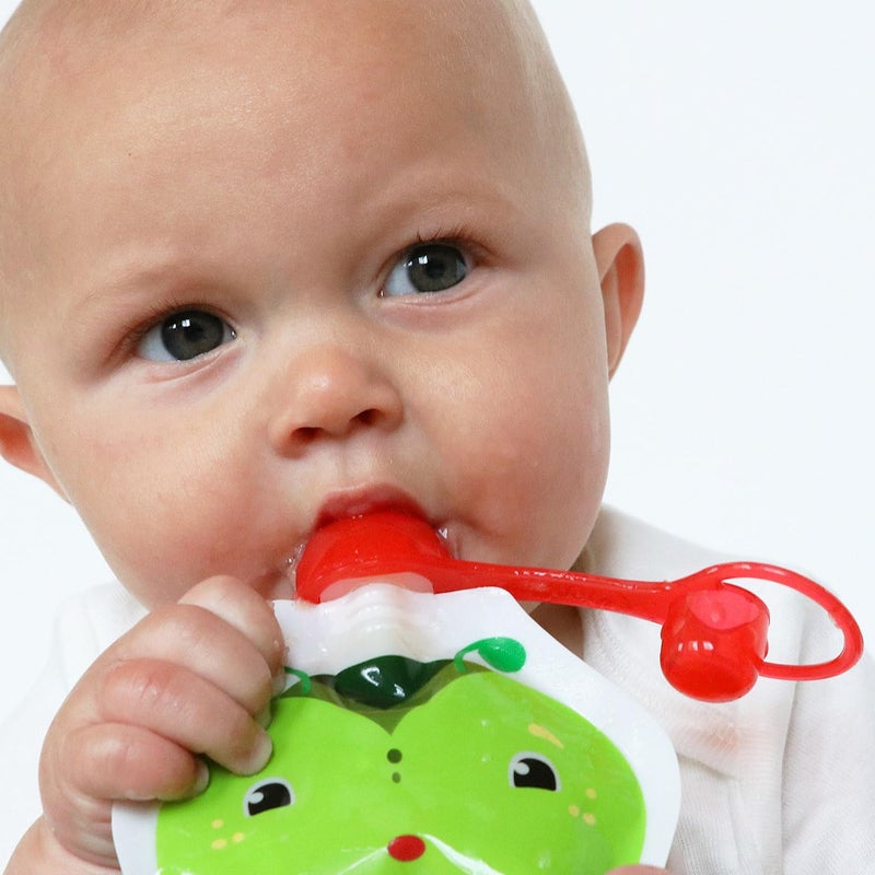ChooMee Reusable Baby Food Pouches | BPA Free | Refillable Toddler Squeeze Pouches for Homemade Purees, Applesauce & Yogurt | Double Zipper, Easy Fill & Wide Bottom | 4CT, 5oz SnakPack FreshSquad - Image 3