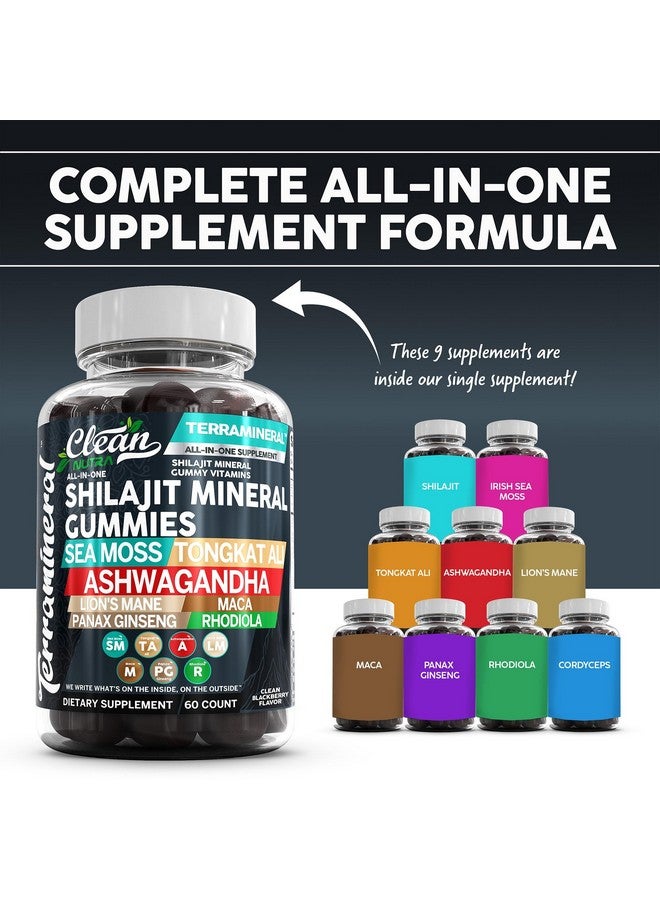 Clean Nutraceuticals Terramineral Shilajit Gummies with Irish Sea Moss Tongkat Ali Ashwagandha Lion's Mane MACA Panax Ginseng Rhodiola & Cordyceps by Clean Nutra (1) - Image 2