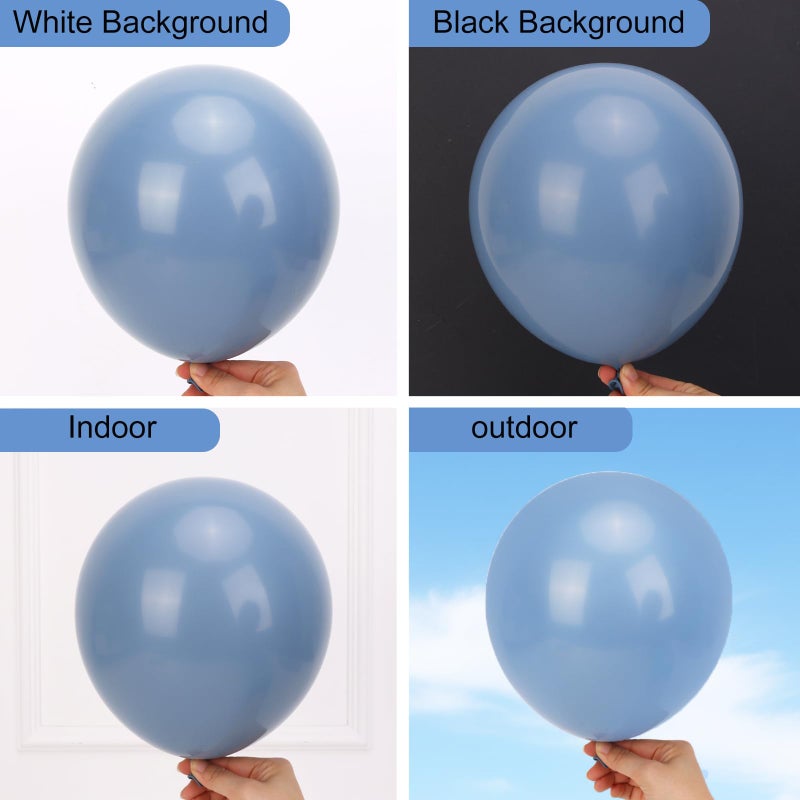 RUBFAC Dusty Blue Balloons 129pcs Different Sizes Pack of 18 12 10 5 Inch, Latex Boho Neutral Blue Balloon Garland Arch Kit for Wedding Engagements Anniversary Baby Shower Birthday Party Decorations - Image 4