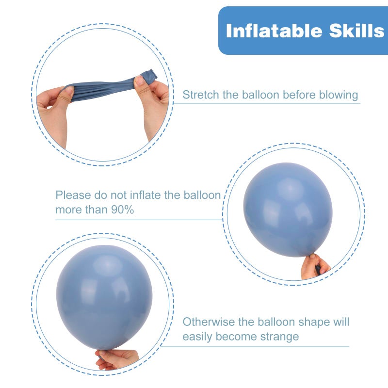 RUBFAC Dusty Blue Balloons 129pcs Different Sizes Pack of 18 12 10 5 Inch, Latex Boho Neutral Blue Balloon Garland Arch Kit for Wedding Engagements Anniversary Baby Shower Birthday Party Decorations - Image 3