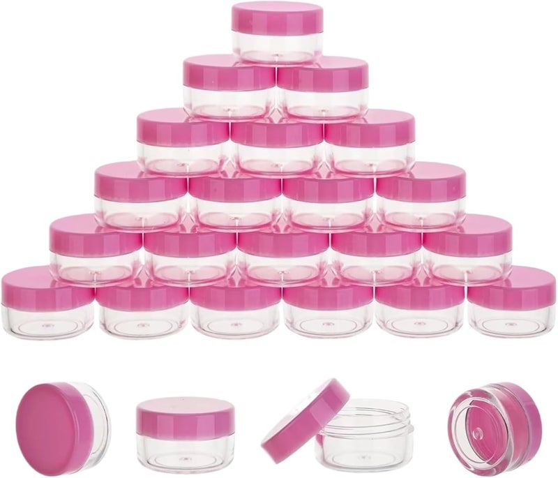 Lip Scrub Containers 50PCS 5/10/15/20g Empty Cream Container Round Plastic Cosmetic Containers Refillable Makeup Sample for Lotion(Pink,10ml) - Image 1