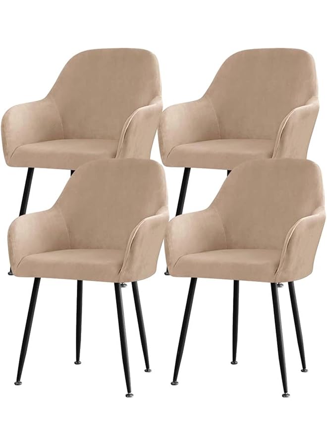 The Bros Set of 2/4/6 Velvet Dining Chair Covers Slipcovers with Wingback Arms, Stretch Office Chair Slipcovers Moderne Curved Dining Chair Protector Covers, for Bar Party Armchair (Color : Light brown, Size - Image 1