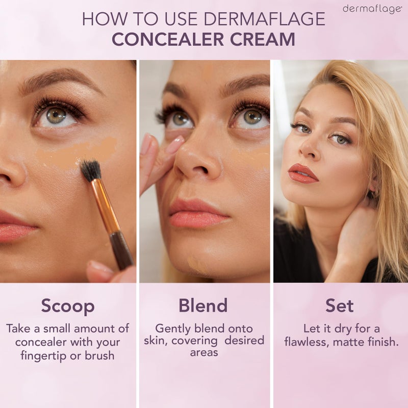 dermaflage Waterproof Concealer Cream, Full Coverage Waterproof Makeup, Color Match Promise by Dermaflage, 6g - Image 3