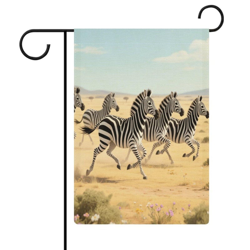 Double Sided Burlap Racing Zebra Garden Flag 18.5x12.6 Inch Outdoor Yard Decoration - Image 2