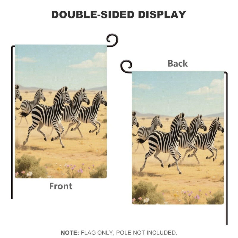 Double Sided Burlap Racing Zebra Garden Flag 18.5x12.6 Inch Outdoor Yard Decoration - Image 4