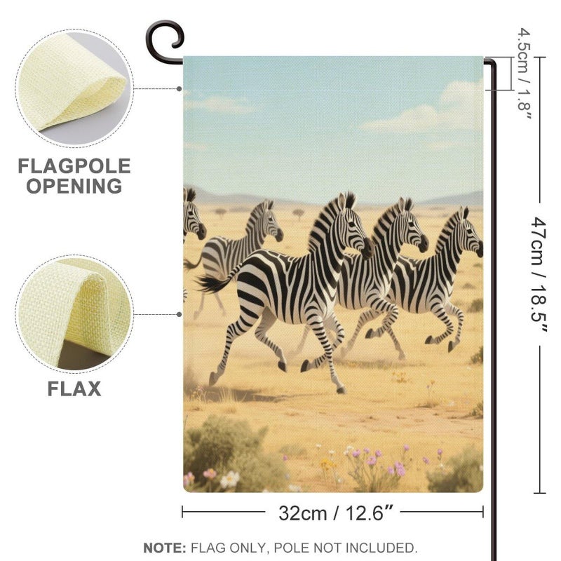 Double Sided Burlap Racing Zebra Garden Flag 18.5x12.6 Inch Outdoor Yard Decoration - Image 3