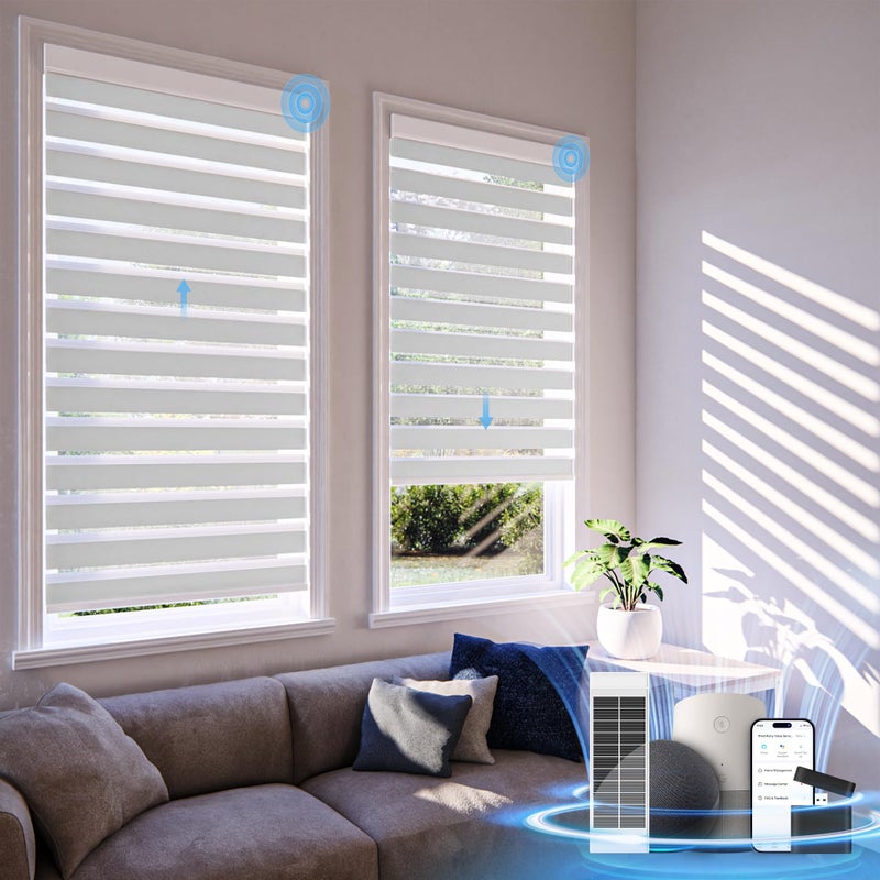 DONGFXK Motorized Zebra Blinds with RemoteRechargeable Smart Electric Cordless ShadeWhite35 W X 72 H