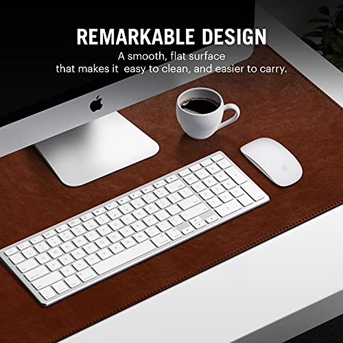 DailyObjects Combo Super Smooth Tan Large Premium Vegan Leather Reversible, Water Resistent Turf Desk Mat | Anti-Skid | Anti-Slip | 85 * 45 cm | Vegan Leather Tan Desk Tray Organiser - Set of 2 - Image 5