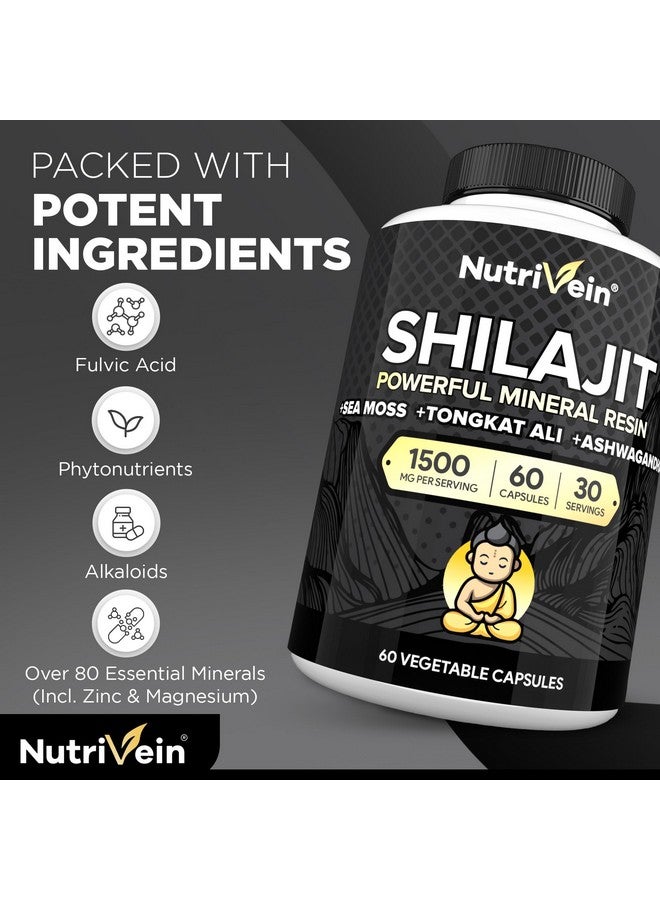 Nutrivein Nutrivein Premium Pure Himalayan Shilajit for Men and Women - 1500 mg - 60 Capsules- Powerful Resin Extract Blended with Irish Sea Moss, Tongkat Ali, & Ashwagandha - Vitality, Clarity, & Performance - Image 3
