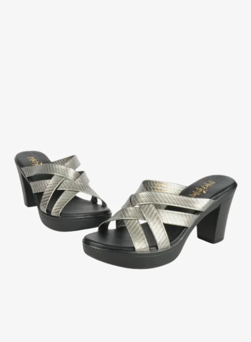Michelle Morgan Grey 092-2896 Michelle Morgan Ladies Block Heel Sandals 414RJ868 Grey for Women | Best Price UAE