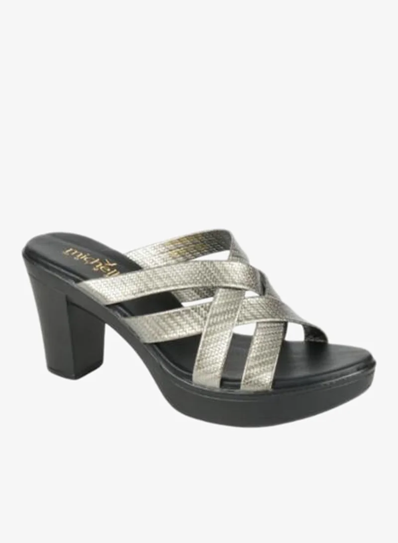 Michelle Morgan Grey 092-2896 Michelle Morgan Ladies Block Heel Sandals 414RJ868 Grey for Women | Best Price UAE