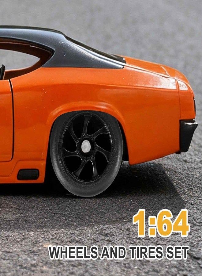 MECCANIXITY 4 Set 1/64 Wheels and Tires Set, Real Riders Rims Includes Axles for RC Diecast Car DIY Model, Branch Black Rims - Image 5