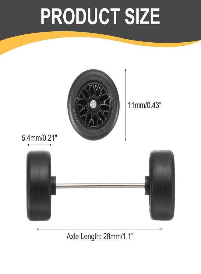 MECCANIXITY 4 Set 1/64 Wheels and Tires Set, Real Riders Rims Includes Axles for RC Diecast Car DIY Model, Branch Black Rims - Image 2