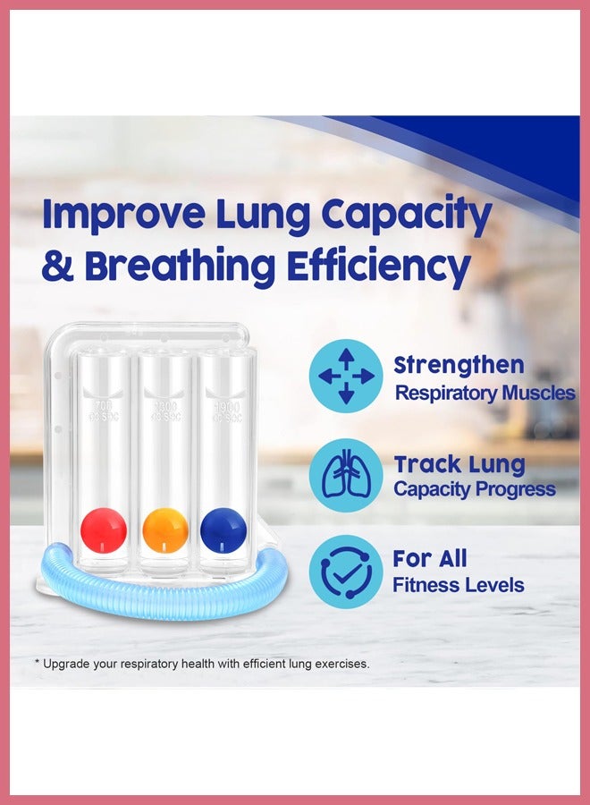 Generic Breathing Exercise Device for Lungs, Incentive Spirometer,Upgraded Capacity 1900cc/Sec, Improves Breathing and Lung Function  - Image 2