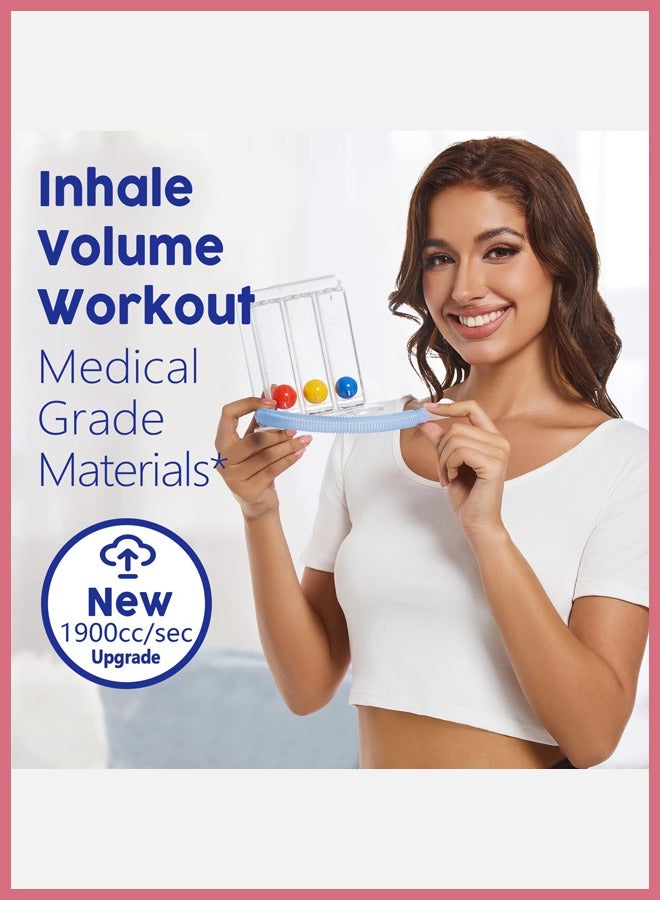 Generic Breathing Exercise Device for Lungs, Incentive Spirometer,Upgraded Capacity 1900cc/Sec, Improves Breathing and Lung Function  - Image 3