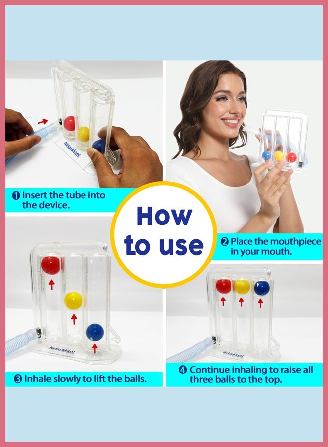 Generic Breathing Exercise Device for Lungs, Incentive Spirometer,Upgraded Capacity 1900cc/Sec, Improves Breathing and Lung Function  - Image 5