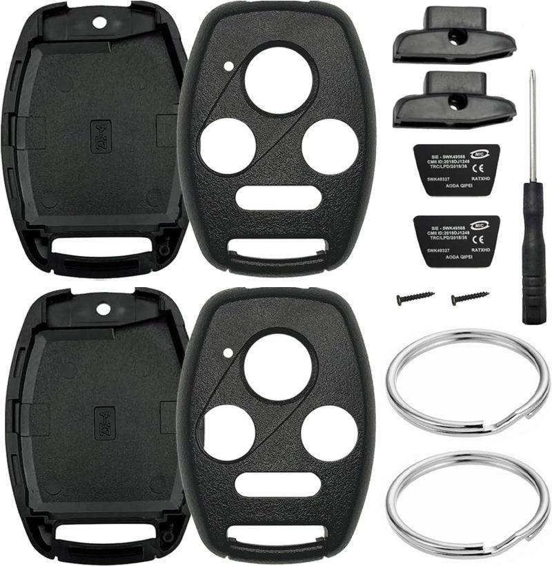 Car Key Fob Cover 2 Black ABS Plastic Cases 1:1 Mold Fit for Honda Accord Pilot CR-V Civic EX Models - No Programming Required Keyless Entry Remote Cover - Durable Wear Resistance Key Fob Case for Key - Image 1