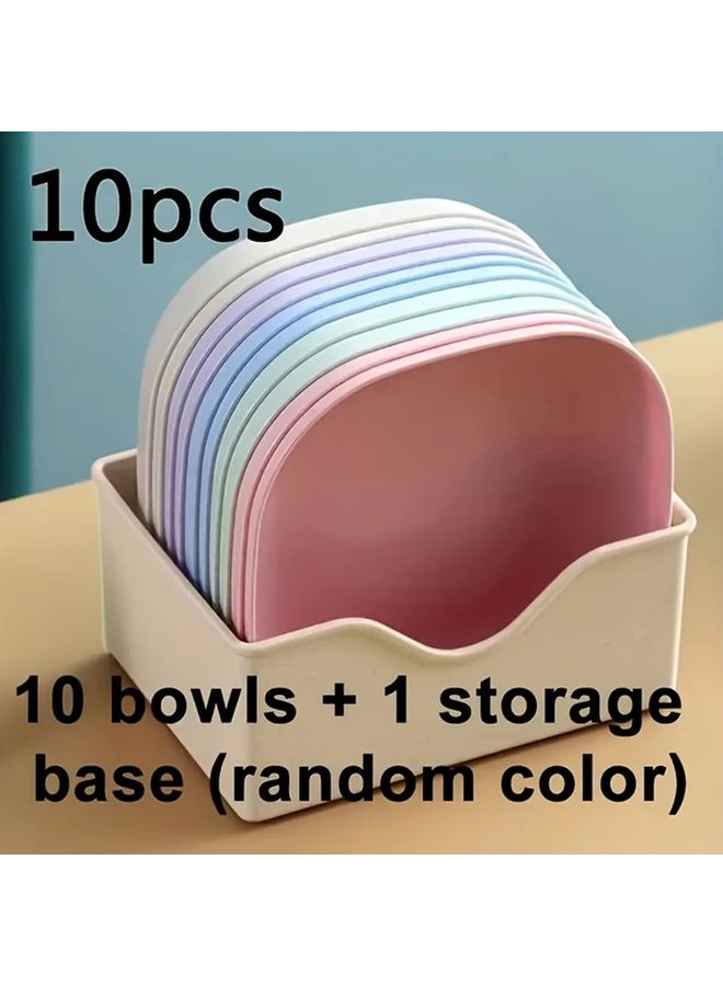 10 Piece Colorful Non Slip Cat Bowl Set With Storage Base For Small Cats - Image 1