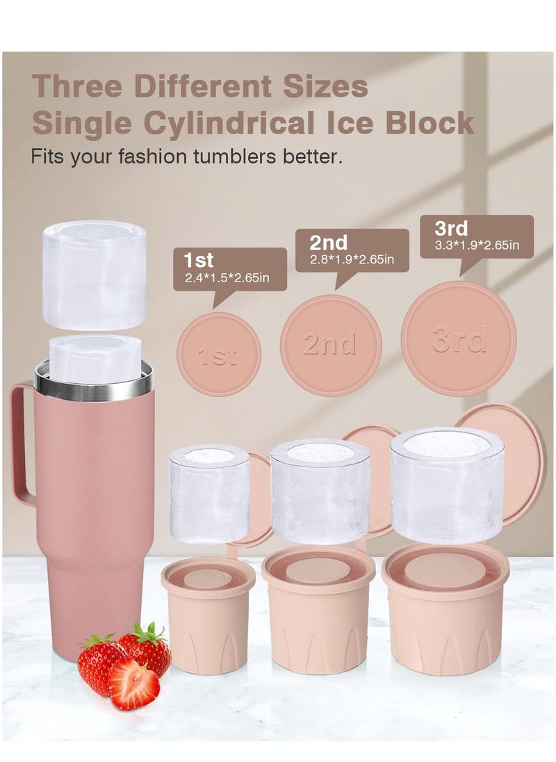 Generic - Ice Mold for Stanley Cup Ice Cube Tray for Stanley 30-40 Oz Tumbler Cup 3 Pcs Silicone Ice Cube Molds With Lid for Drinks Coffee Easy Fill and Release Ice Maker (Pink) - Image 1