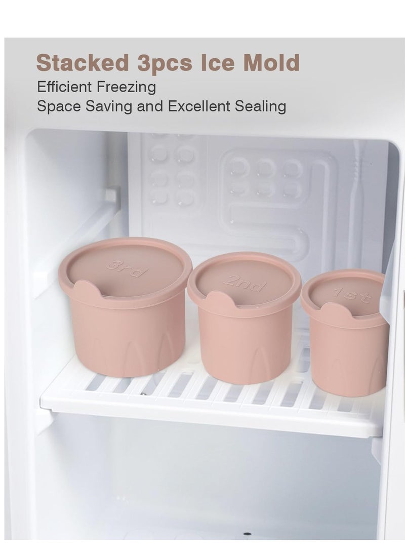 Generic - Ice Mold for Stanley Cup Ice Cube Tray for Stanley 30-40 Oz Tumbler Cup 3 Pcs Silicone Ice Cube Molds With Lid for Drinks Coffee Easy Fill and Release Ice Maker (Pink) - Image 1