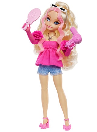 Dream Besties Doll and Accessories, Moving Barbie Malibu" Fashion Doll with Wavy Blonde Hair, 11 Pieces on Makeup and Hair, HYC21 - view 5