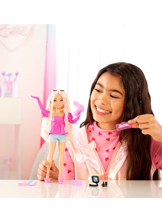 Dream Besties Doll and Accessories, Moving Barbie Malibu" Fashion Doll with Wavy Blonde Hair, 11 Pieces on Makeup and Hair, HYC21 - view 2