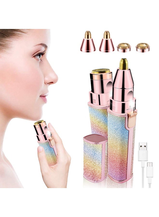 Eyebrow Trimmer & Facial Hair Remover for Women – 2-in-1 Painless Rechargeable Beauty Shaver with LED Light for Face, Lips, Nose, Chin, Bikini & Body Grooming for Smooth Skin - Image 1