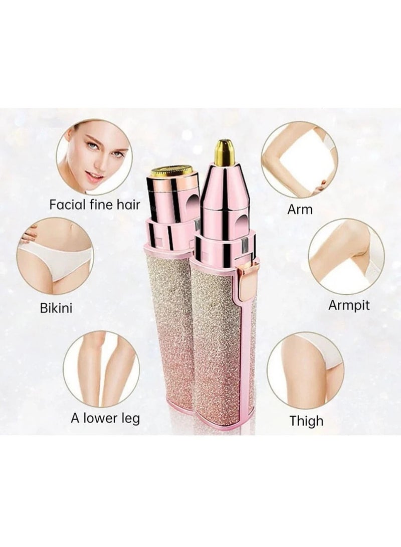 Eyebrow Trimmer & Facial Hair Remover for Women – 2-in-1 Painless Rechargeable Beauty Shaver with LED Light for Face, Lips, Nose, Chin, Bikini & Body Grooming for Smooth Skin - Image 2