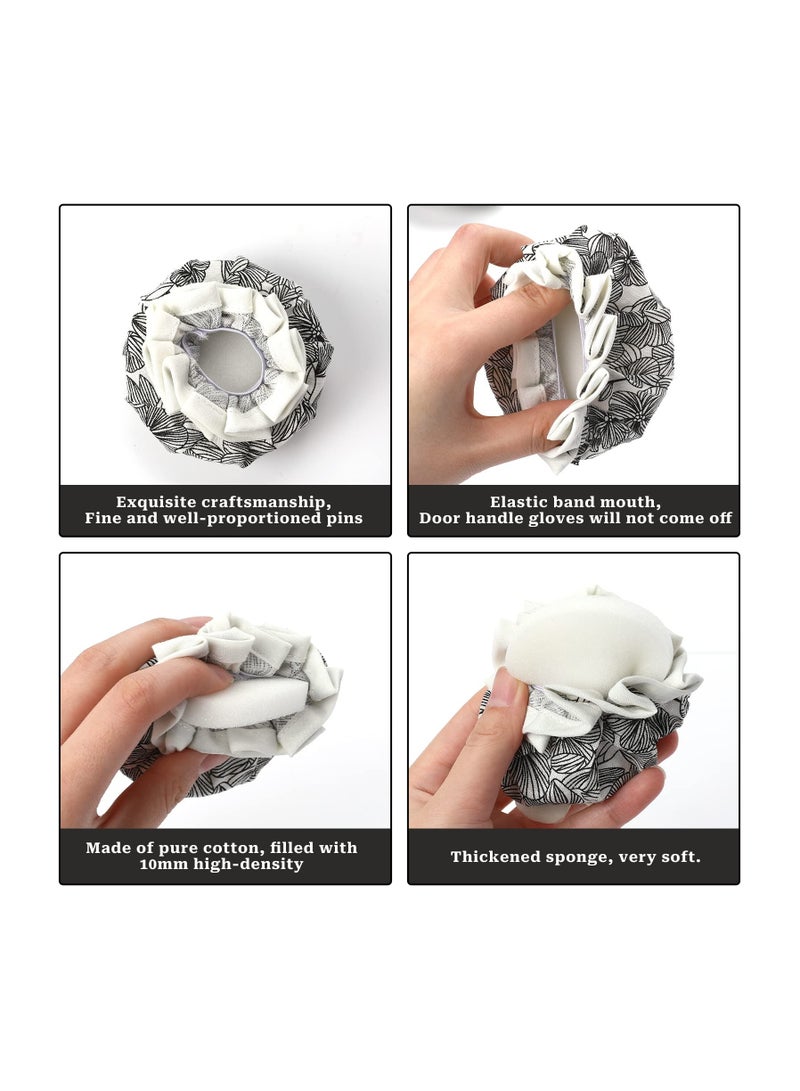 SOLARAE أغطية مقبض الباب 2 قطعة، واقي مقبض باب مزخرف بالزهور السوداء، أغطية مقبض دائرية ناعمة، وسادة تصادم مزخرفة للباب، غطاء مقبض باب قابل لإعادة الاستخدام مع إسفنجة قابلة للغسل، وسادة مقبض باب زخرفية - Image 5