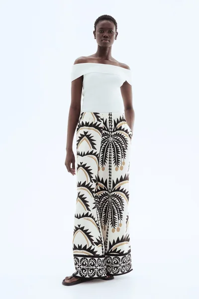 اتش اند ام بنطلون واسع بخصر مطاطي