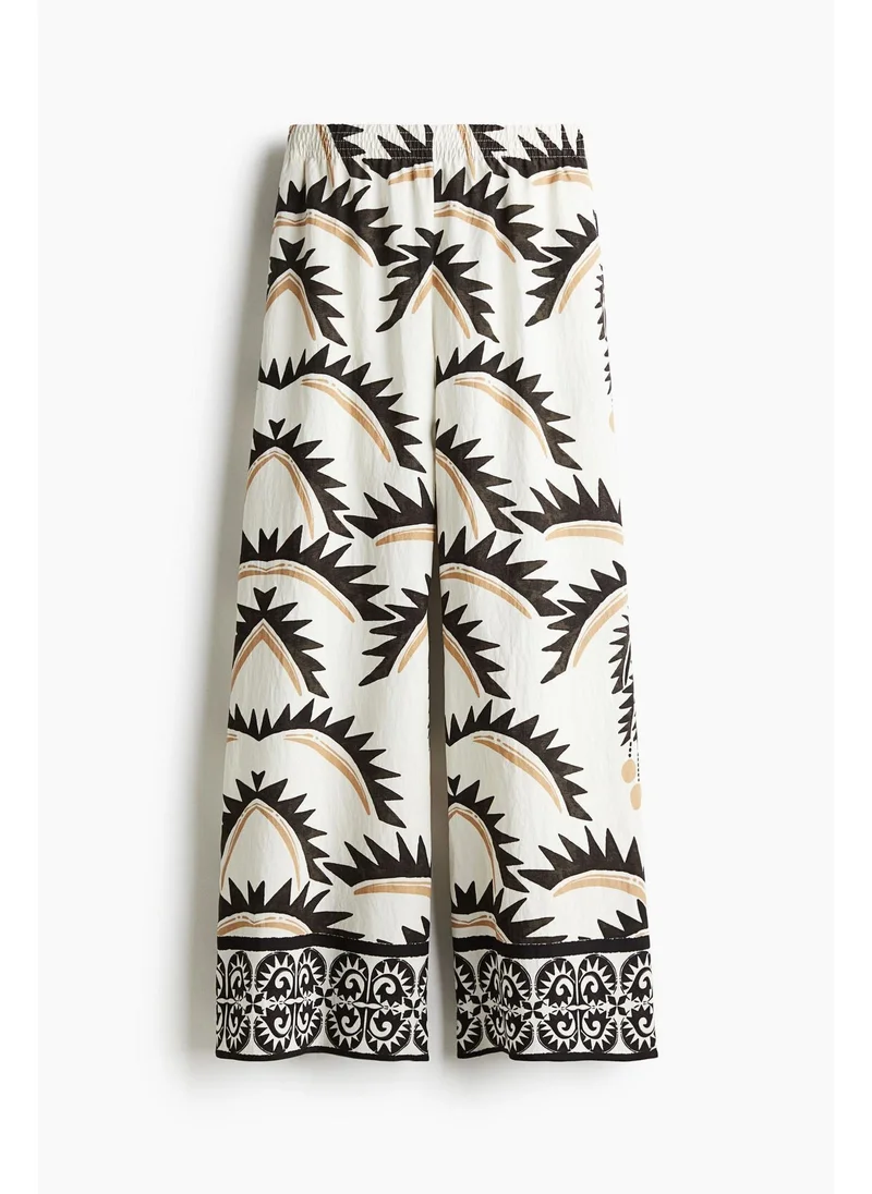 اتش اند ام بنطلون واسع بخصر مطاطي