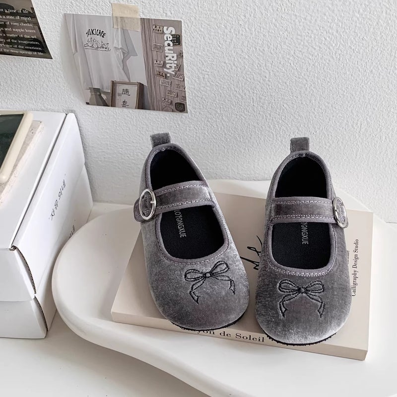 Korean Style Girls'' Princess Shoes, Spring and Autumn Velvet Bow Small Leather Shoes, New Soft-Soled Fashionable Sweet Little Girl Single Shoes - Image 3