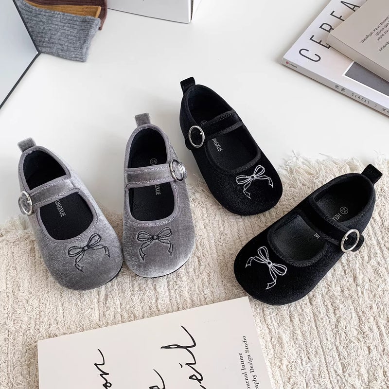 Korean Style Girls'' Princess Shoes, Spring and Autumn Velvet Bow Small Leather Shoes, New Soft-Soled Fashionable Sweet Little Girl Single Shoes - Image 5