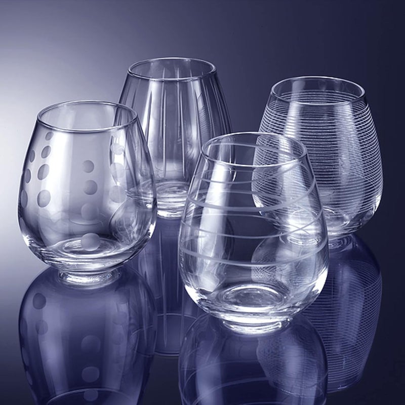Mikasa Cheers Stemless Wine Glass Set, 14-Ounce, Set of 4 with Unique Designs - Image 2