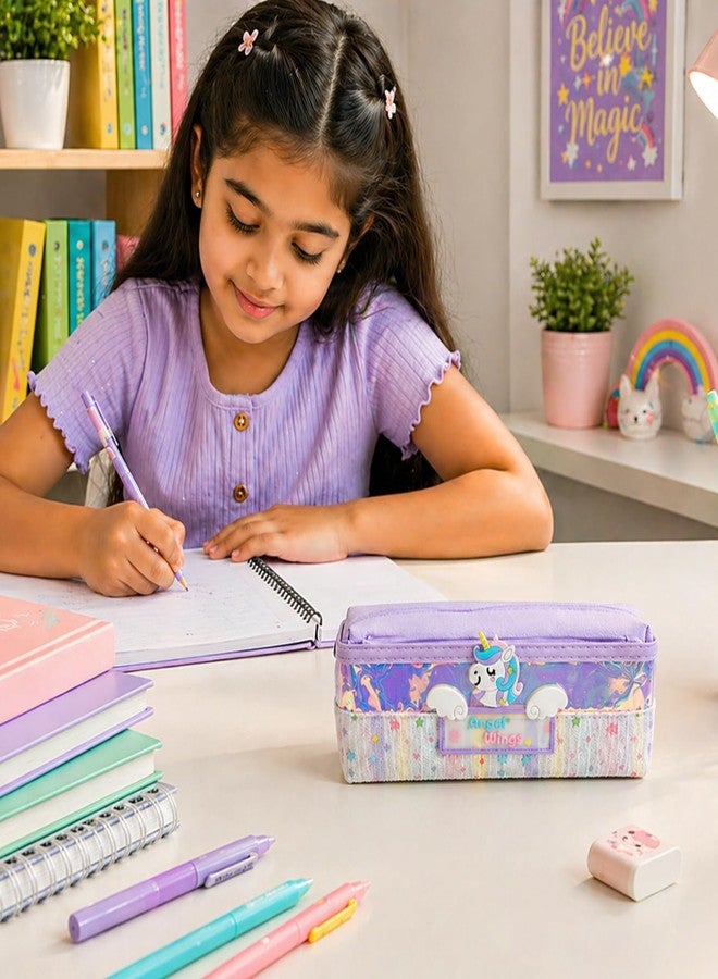 BLLUEX Large Capacity Pencil Case for Kids & Students, Durable Zipper Pouch, Aesthetic Stationery Organizer for School, College & Office (Boys & Girls) (Purple) - Image 4