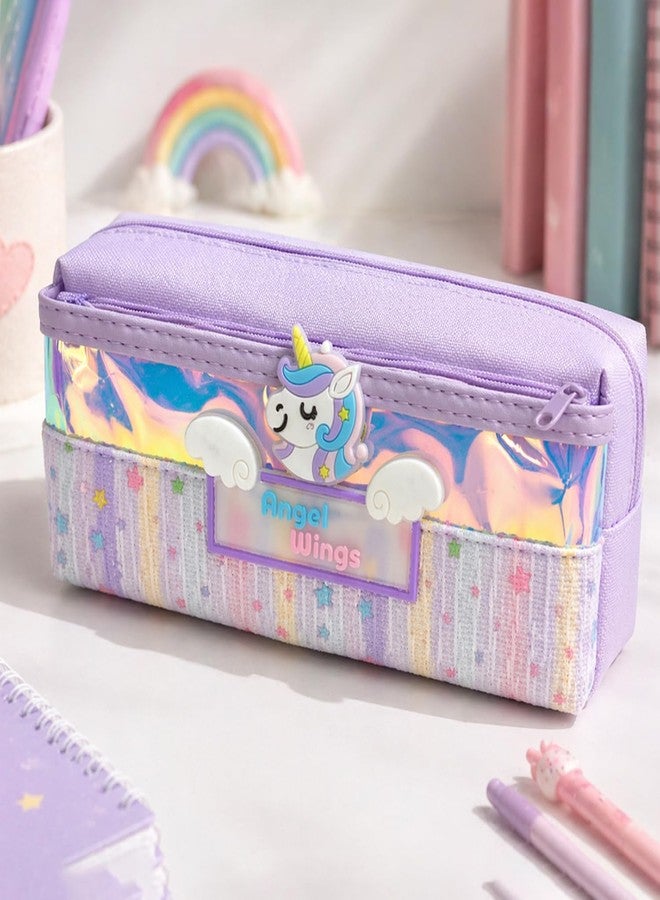 BLLUEX Large Capacity Pencil Case for Kids & Students, Durable Zipper Pouch, Aesthetic Stationery Organizer for School, College & Office (Boys & Girls) (Purple) - Image 2