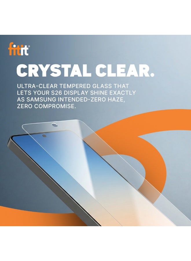 Fitit Tempered Glass Screen Protector for Samsung S26 Plus - 9H Hardness, HD Clarity, Fingerprint & Smudge Resistant, Case-Friendly - fitit - Image 3