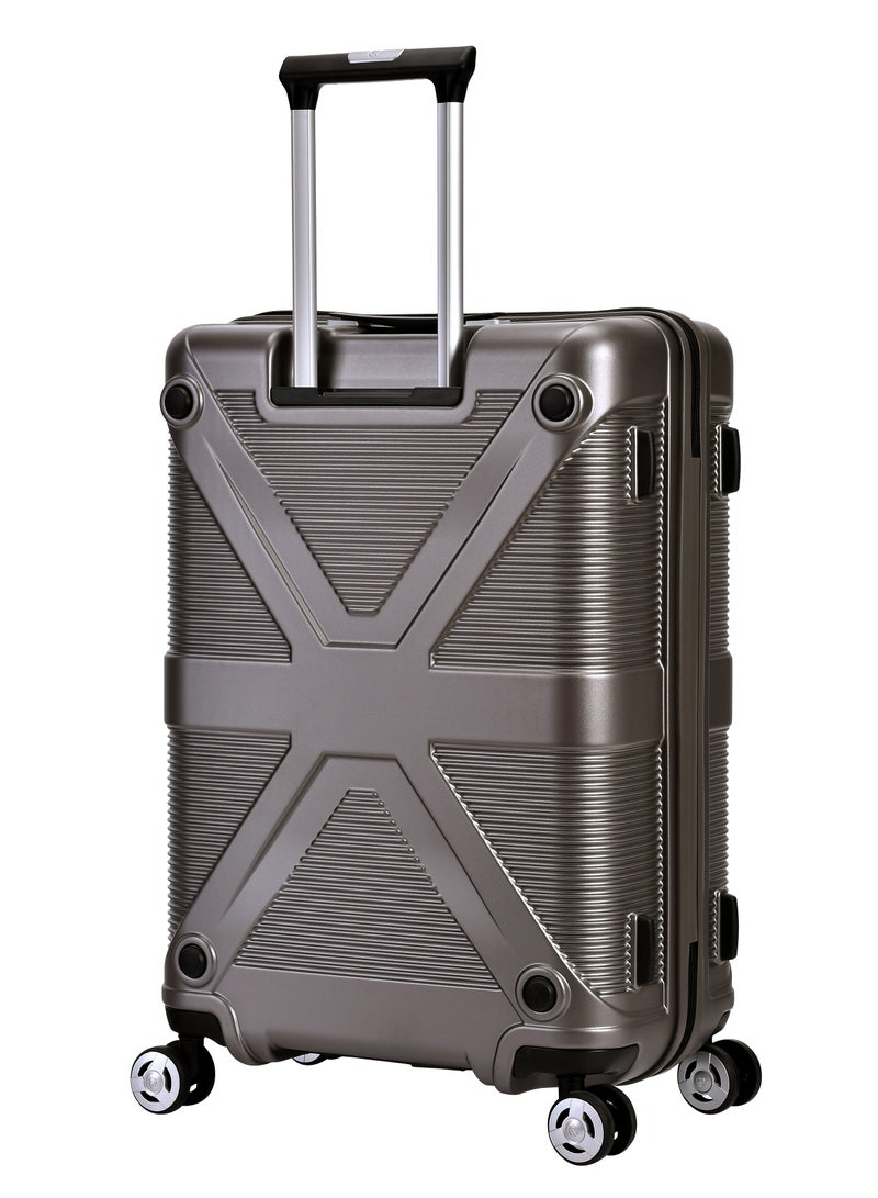 إيمينينت حقيبة سفر صلبة متوسطة بعجلات دوارة مزدوجة هادئة وقفل ، بولي كربونات خفيفة الوزن، لون ذهبي رمادي - Image 3